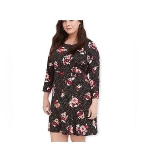 EUC Torrid Dress Black Goth Floral Mini Plus Size Wedding Guest Dress